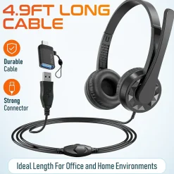 Delton 12Y Noise-Canceling Stereo On-Ear Headset, USB Type-A (DWH12YAC)