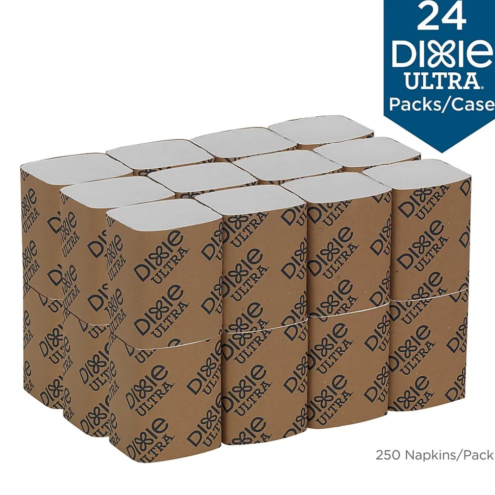 Dixie Ultra Interfold 2-Ply Napkin Dispenser Refill by GP PRO, White, 250 Napkins /Pack, 24/Carton (32006)