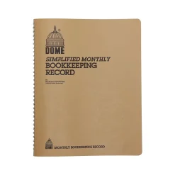 Dome Monthly Bookkeeping Record, 8.75" x 11.25", Brown (612)