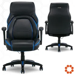 Dormeo Ergonomic Faux Leather Swivel Manager's Chair, Blue (60030-BLU)