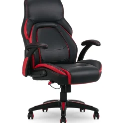 Dormeo Vantage Ergonomic Bonded Leather Swivel Manager Chair, Black/Red (60030-RED)
