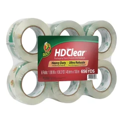 Duck HD Clear Heavy Duty Packing Tape, 1.88" x 109.3 yds., Clear, 6/Pack (299016)