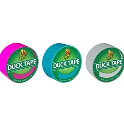 Duck Heavy Duty Duct Tapes, 1.88" x 20 Yds./1.88" x 15 Yds., Aqua/Dove Gray/Fluorescent Lilac, 3 Rolls/Pack (DUCKLAG-STP)