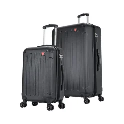 DUKAP Intely 2-Piece Hardside Spinner Luggage Set, TSA Checkpoint Friendly, Black (DKINT0SM-BLK)