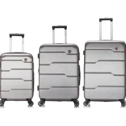 DUKAP Rodez 3-Piece Hardside Spinner Luggage Set, TSA Checkpoint Friendly, Silver (DKRODSML-COA)