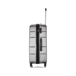 DUKAP Rodez 3-Piece Hardside Spinner Luggage Set, TSA Checkpoint Friendly, Silver (DKRODSML-COA)
