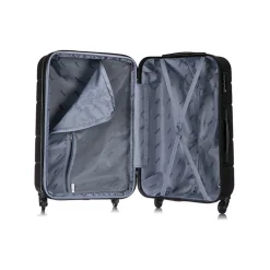 DUKAP Rodez 3-Piece Hardside Spinner Luggage Set, TSA Checkpoint Friendly, Black (DKRODSML-BLK)