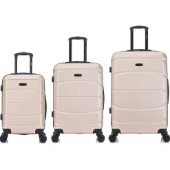 DUKAP Sense 3-Piece Hardside Spinner Luggage Set, Champagne (DKSENSML-CHA)