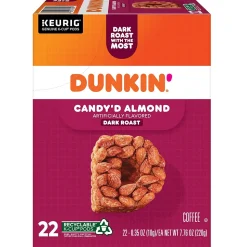 Dunkin' Candy'd Almond Coffee Keurig K-Cup Pods, Dark Roast, 22/Carton (5000375651)