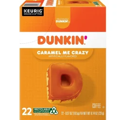 Dunkin' Caramel Me Crazy Coffee, Keurig K-Cup Pod, Medium Roast, 88/Carton (5000364900CT)
