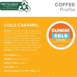 Dunkin' Cold Caramel Iced Coffee Keurig® K-Cup® Pods, Medium Dark Roast, 88/Carton (5000375314CT)