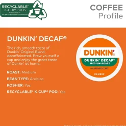 Dunkin' Decaf Coffee Keurig® K-Cup® Pods, Medium Roast, 88/Carton (400846)