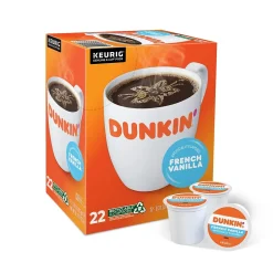 Dunkin' French Vanilla Coffee Keurig® K-Cup® Pods, Medium Roast, 22/Box (5000363272)