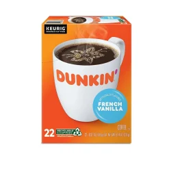Dunkin' French Vanilla Coffee Keurig® K-Cup® Pods, Medium Roast, 22/Box (5000363272)