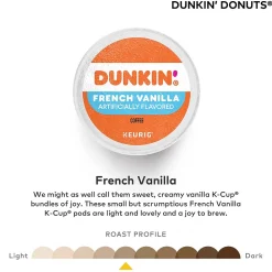 Dunkin' French Vanilla Coffee Keurig® K-Cup® Pods, Medium Roast, 22/Box (5000363272)