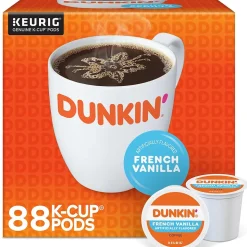 Dunkin' French Vanilla Coffee Keurig® K-Cup® Pods, Medium Roast, 88/Carton (400847)