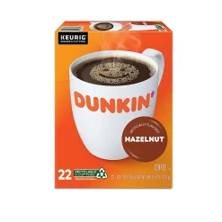 Dunkin' Hazelnut Coffee, Medium Roast, 0.37 oz. Keurig® K-Cup® Pods, 22/Box (400848)