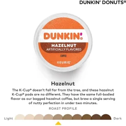 Dunkin' Hazelnut Coffee, Medium Roast, 0.37 oz. Keurig® K-Cup® Pods, 22/Box (400848)