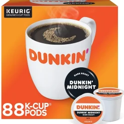Dunkin' Midnight Coffee Keurig® K-Cup® Pods, Dark Roast, 88/Carton (400849)