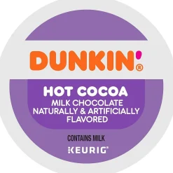 Dunkin' Milk Chocolate Hot Cocoa, 0.51 oz. Keurig® K-Cup® Pods, 22/Box (611247377215)