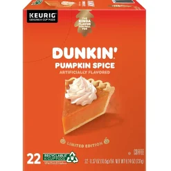 Dunkin' Pumpkin Spice Coffee Keurig® K-Cup® Pods, Light Roast, 22/Box (5000202812)