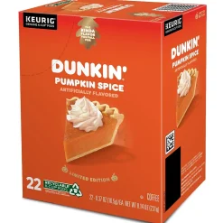 Dunkin' Pumpkin Spice Coffee Keurig® K-Cup® Pods, Light Roast, 22/Box (5000202812)