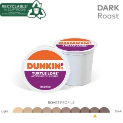 Dunkin' Turtle Love Coffee, Keurig K-Cup Pod, Dark Roast, 22/Box, 4 Boxes/Carton (5000367615CT)