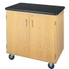 DWI Mobile Storage Solid Oak Wood Cabinet With Plastic Laminate Top