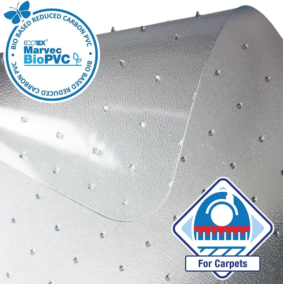 Ecotex Carpet Chair Mat, 36" x 48", Designed for Low-Pile Carpet, Clear Marvec BioPVC (NRCMFLFG0002)