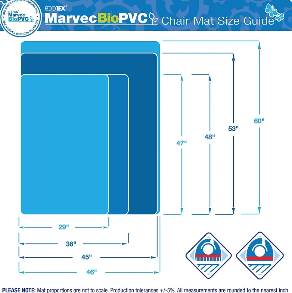 Ecotex Carpet Chair Mat, 36" x 48", Designed for Low-Pile Carpet, Clear Marvec BioPVC (NRCMFLFG0002)