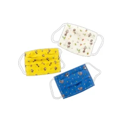 Educaitonal Insights Sneaky, Snacky Squirrel Reusable Cloth Face Mask, Kids, White/Blue/Yellow, 3/Pack (8950)