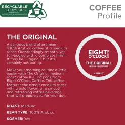 Eight O'Clock Original Coffee Keurig® K-Cup® Pods, Medium Roast, 96/Carton (64053)