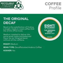 Eight O'Clock The Original Decaf Coffee, Keurig K-Cup Pod, Medium Roast, 96/Carton (6425CT)
