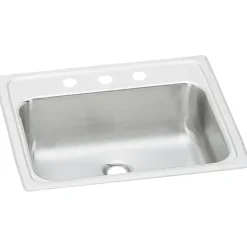 Elkay Celebrity 3-Hole Single-Bowl Drop In Bathroom Sink with Overflow, 17" x 19" x 6.13", Stainless Steel, Brushed Satin