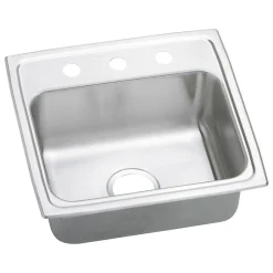 Elkay Celebrity 3-Hole Single-Bowl Drop In Kitchen Sink, 18" x 19" x 7.13", Stainless Steel, Brushed Satin (PSR19183)
