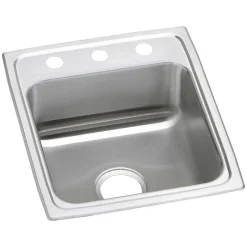 Elkay Celebrity 3-Hole Single-Bowl Drop-In Kitchen Sink, 20" x 17" x 7.13", Stainless Steel, Brushed Satin (PSR17203)