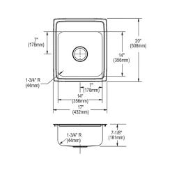 Elkay Celebrity 3-Hole Single-Bowl Drop-In Kitchen Sink, 20