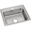 Elkay Celebrity 1-Hole Single-Bowl Drop-In Kitchen Sink, 19.5" x 22" x 7.13", Stainless Steel, Brushed Satin (PSR17201)