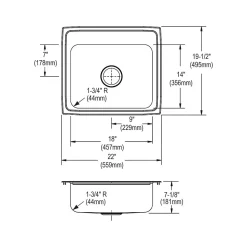 Elkay Celebrity 1-Hole Single-Bowl Drop-In Kitchen Sink, 19.5