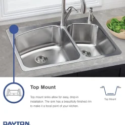 Elkay Dayton Bar Sink, Stainless Steel, Single Bowl, Top Mount, Satin (D115152)