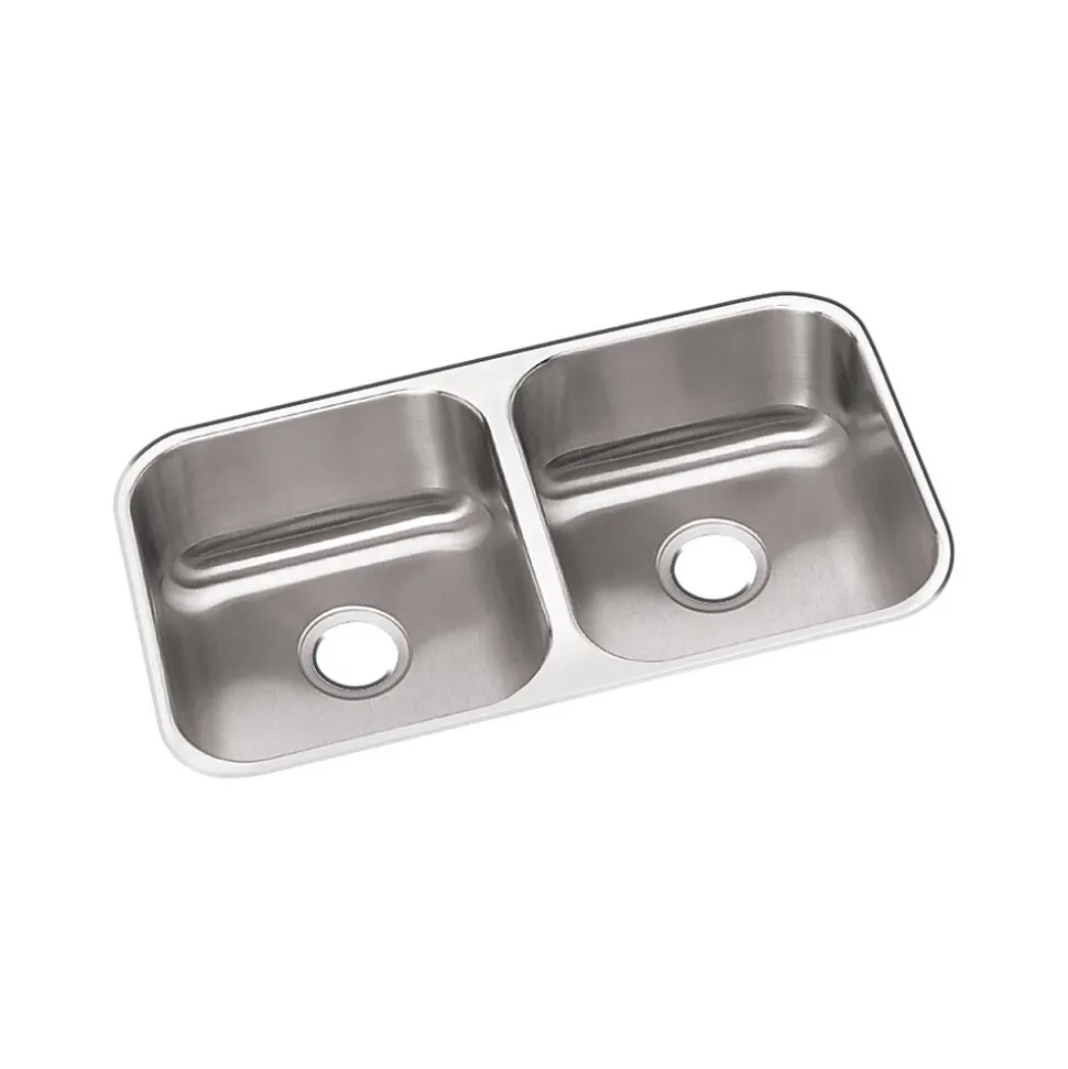 Elkay Dayton Stainless Steel 31-3/4" x 18-1/4" x 8", Equal Double Bowl Undermount Sink (DXUH3118)