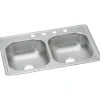 Elkay Dayton Stainless Steel 33" x 19" x 6-7/16", Equal Double Bowl Top Mount Sink (D233193)