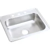 Elkay Dayton Stainless Steel 25" x 21-1/4" x 6-9/16", Single Bowl Top Mount Sink, Satin (D125213)