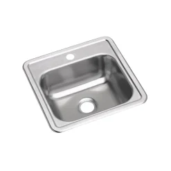 Elkay Dayton Stainless Steel 15" x 15" x 5-3/16", Single Bowl Top Mount Bar Sink, Satin (D115161)