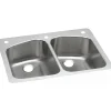 Elkay Dayton Stainless Steel 33" x 22" x 8", Equal Double Bowl Dual Mount Sink (DPXSR233222R)