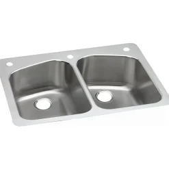 Elkay Dayton Stainless Steel 33" x 22" x 8", Equal Double Bowl Dual Mount Sink (DPXSR233222R)