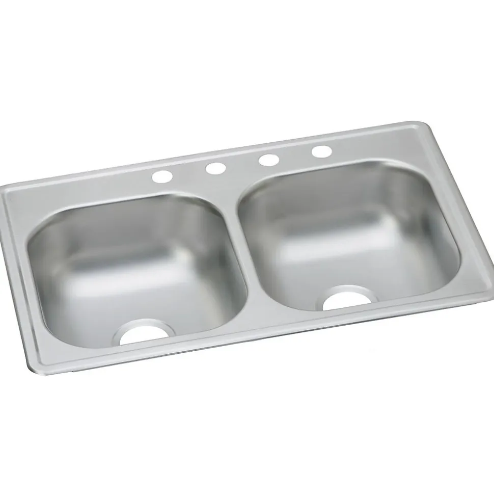 Elkay Dayton Stainless Steel 33" x 19" x 6-7/16", Equal Double Bowl Top Mount Sink (D233194)