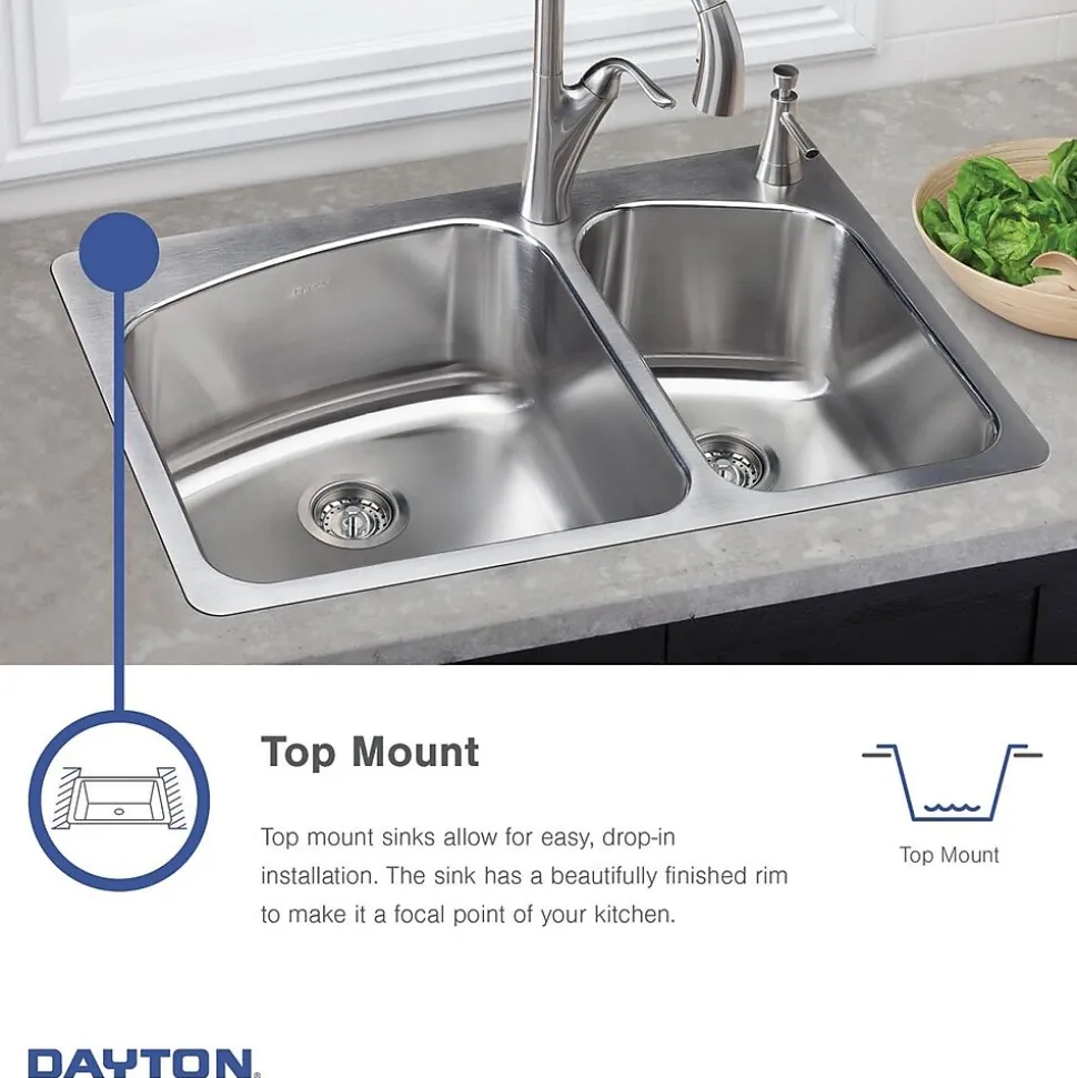 Elkay Dayton Stainless Steel 25" x 22" x 10-1/4", Single Bowl Top Mount Sink (DPC12522104)
