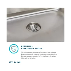 Elkay Lustertone Classic Single-Bowl Undermount Sink w/Perfect Drain, 20.5" x 16.5" x 6.88", Stainless Steel, Lustrous Satin