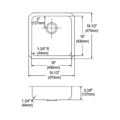 Elkay Lustertone Classic Single-Bowl Undermount Kitchen Sink, 18.5